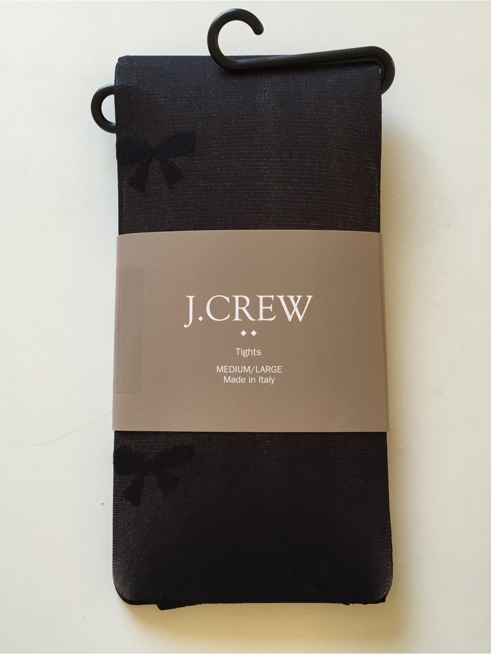 NWT J.Ccew Bow Pattern Black Tights, Medium/Large